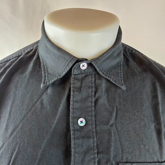 Buck Mason Shirt Mens Medium Black Button Up Long Sleeve Pocket Rayon Casual - Picture 2 of 12